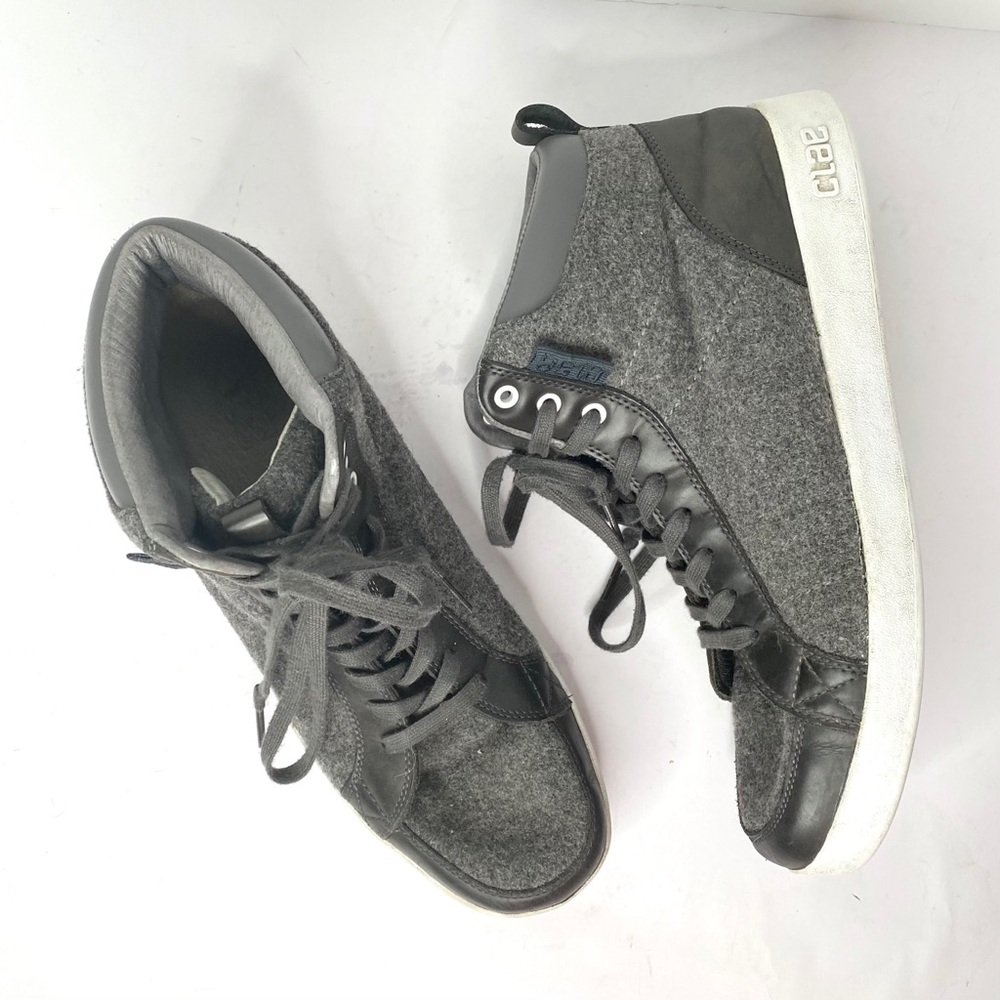 Clae Russell Gray High Top Sneaker Leather Wool
